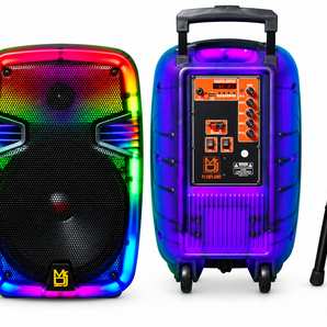 MR DJ PL15FLAME 15" Portable Translucent Bluetooth Speaker + Speaker Stand