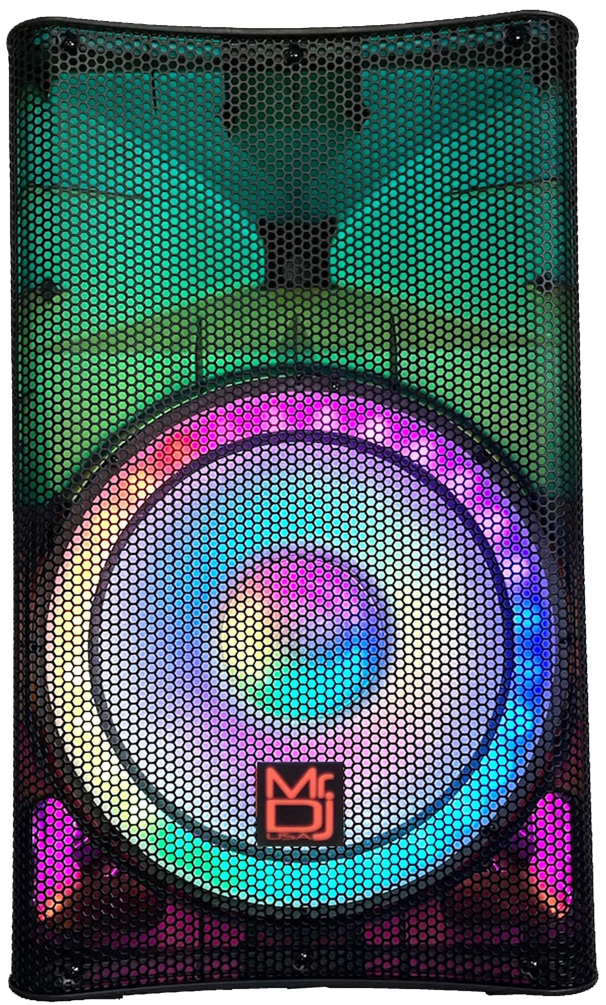2 Mr. Dj PLED5000 + 2 Speaker Stand 2-Way 15" Portable Active Powered PRO PA DJ Speaker Bluetooth FM USB Sd Karaoke & Smart App + 2 Speaker Stand