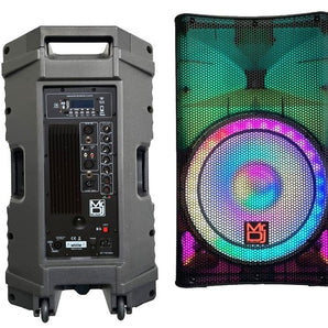 2 MR DJ PLED5200 PRO PA DJ 15" Portable Active Bluetooth/MP3/FM Radio Speaker
