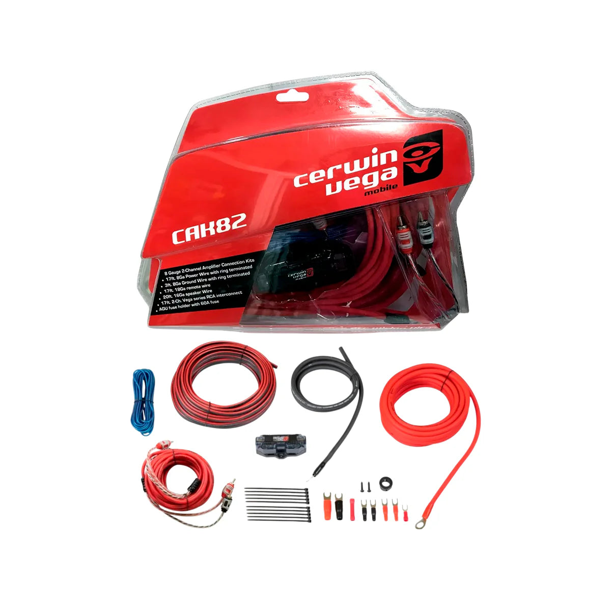 Cerwin Vega CAK82 8 Gauge 2 Channel Amplifier Kit OFC 100% Oxygen-Free Copper