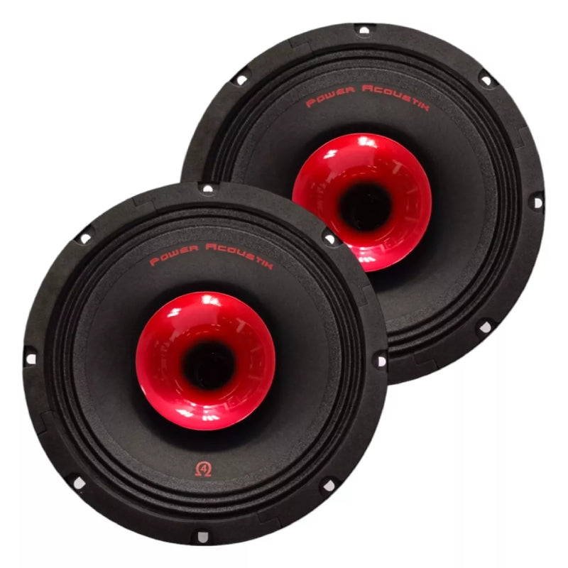 Power Acoustik PR-804C 8" 2-Way Midrange Pro Audio Speakers w/ Compression Tweeter (Pair)
