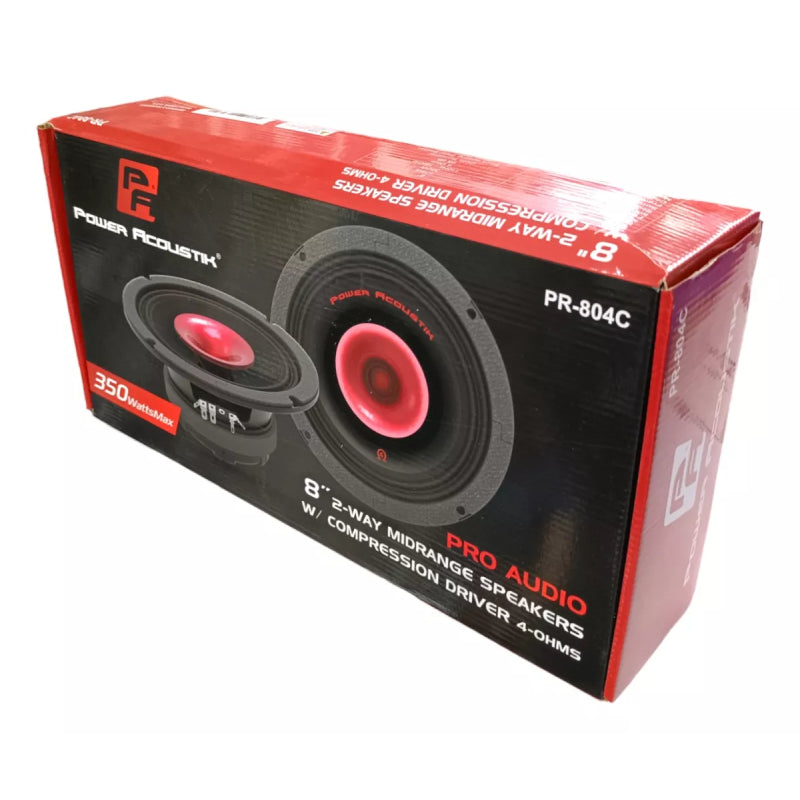 Power Acoustik PR-804C 8" 2-Way Midrange Pro Audio Speakers w/ Compression Tweeter (Pair)