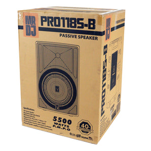 2 MR DJ PRO118S-B Powerful PRO PA DJ Single 18" Passive Speaker + Stand