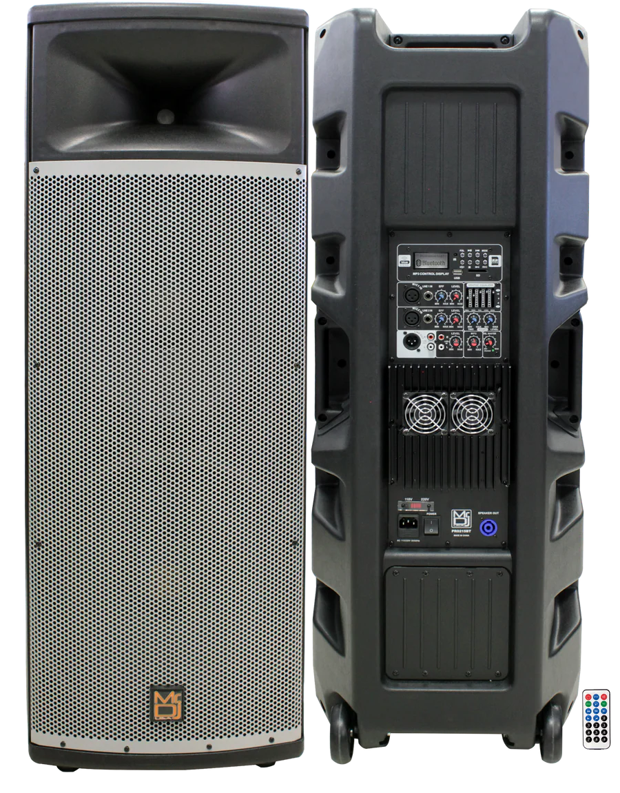 Mr Dj PRO215BT PRO PA DJ Dual 15" Active Full Range Powered Speaker 2" Display