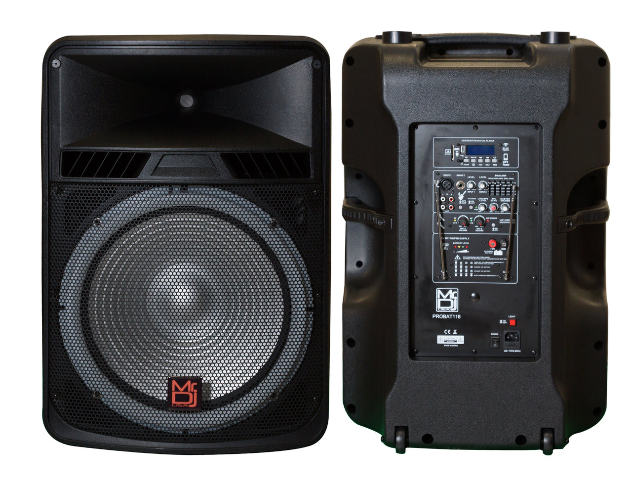 MR DJ PROBAT118 18" 4000W Max Power Speaker Built-in Battery + Speaker Stand