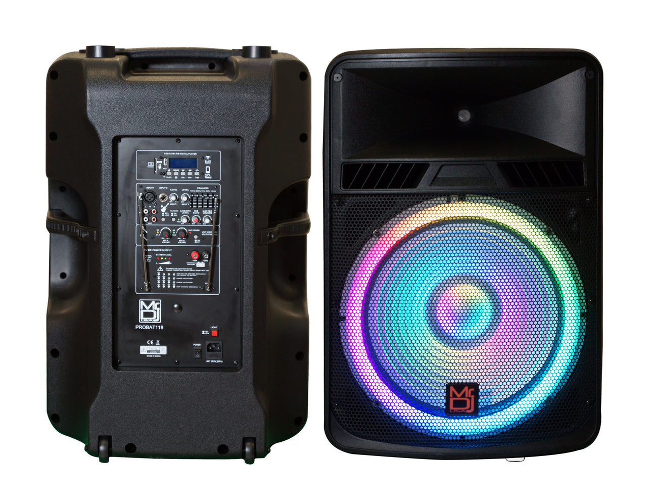 Pair of 18" Power Speaker Built-in Battery/Bluetooth/Amplifier/SD/USB/FM Radio