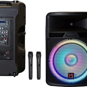 Pair of 18" Power Speaker Built-in Battery/Bluetooth/Amplifier/SD/USB/FM Radio