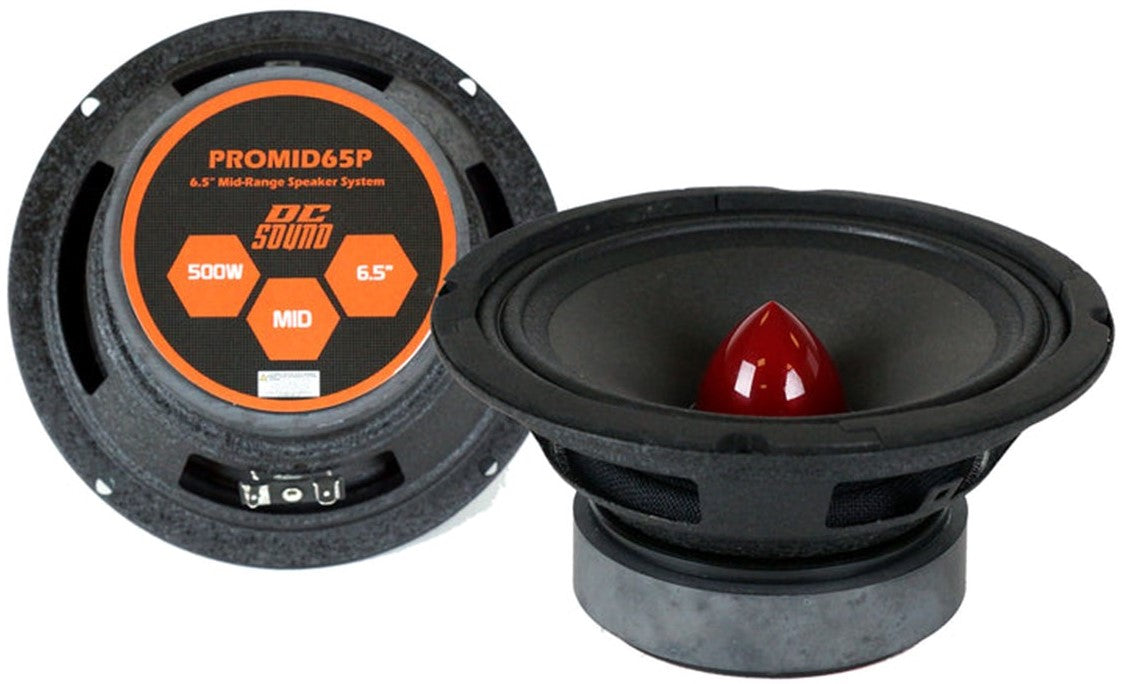 DC Sound PROMID65P 6.5" 500W Mid-Range Aluminum Bullet Loudspeaker + Flat Box