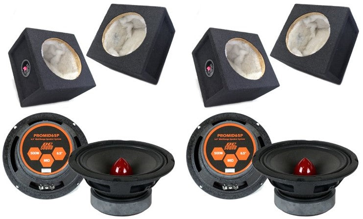 2 DC Sound PROMID65P 6.5" 500W Mid-Range Aluminum Bullet Loudspeaker + Flat Box