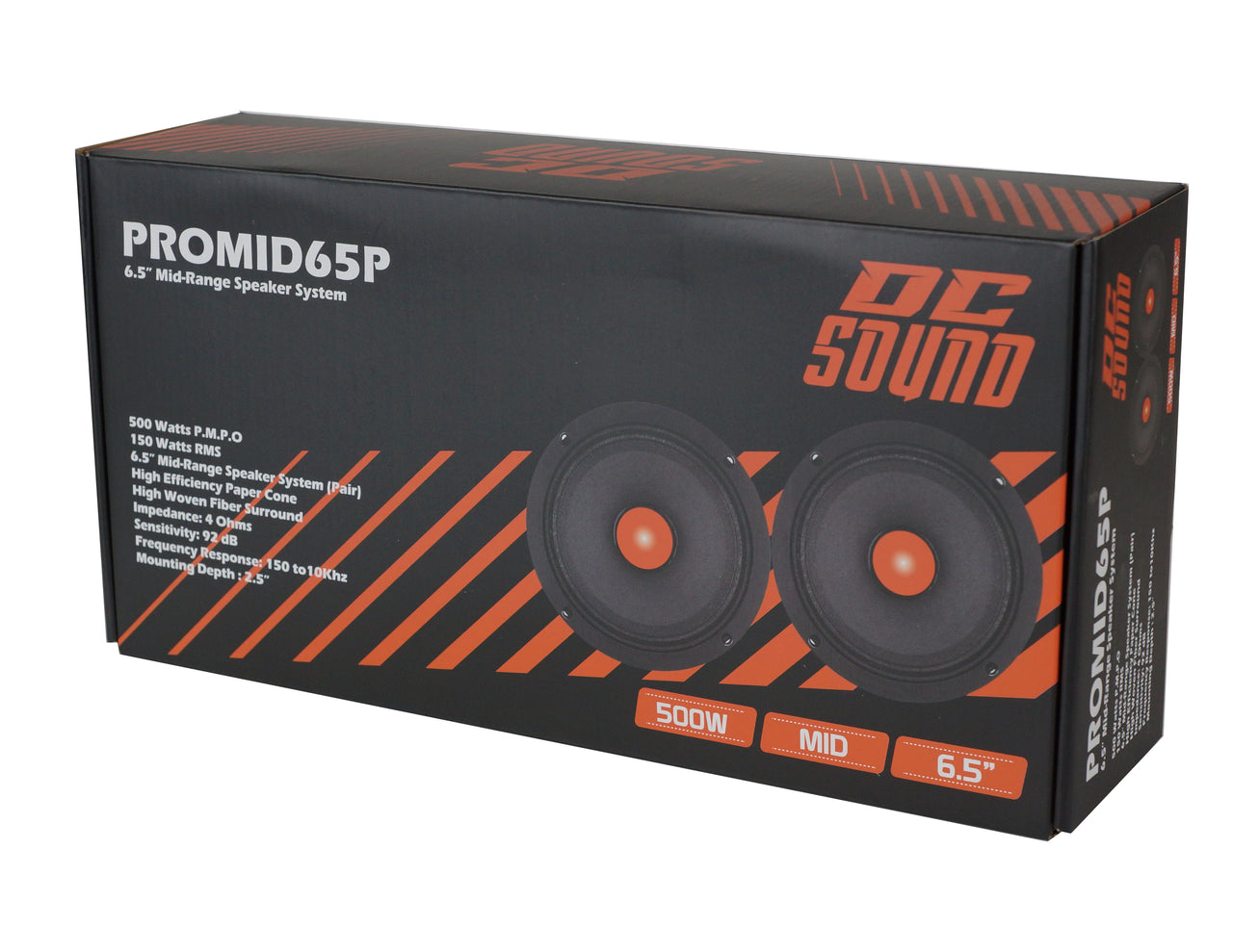 DC Sound PROMID65P 6.5" 500W Mid-Range Aluminum Bullet Loudspeaker + Flat Box