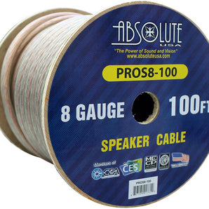 2 Absolute USA PROS8100 100' 8 Gauge PRO PA DJ Car Home Marine Audio Speaker Wire Cable Spool