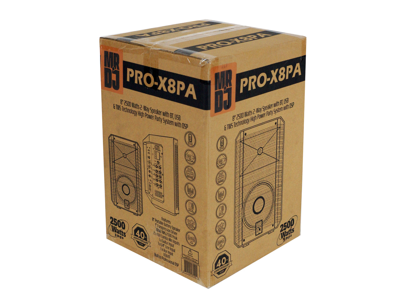 2 MR DJ PROX8PA PRO Battery Powered Active Portable PA Speaker All-in-One + Stand
