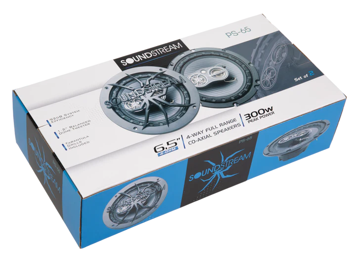 Soundstream PS-65 6.5" 4-Way Full Range Coaxial Speakers 300W Pair