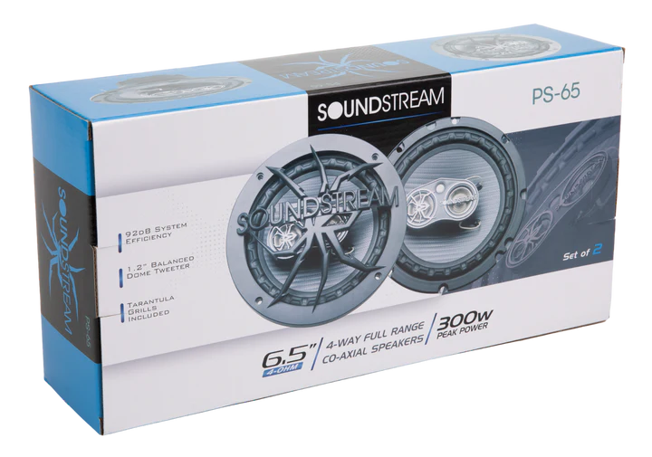 Soundstream PS-65 6.5" 4-Way Full Range Coaxial Speakers 300W Pair