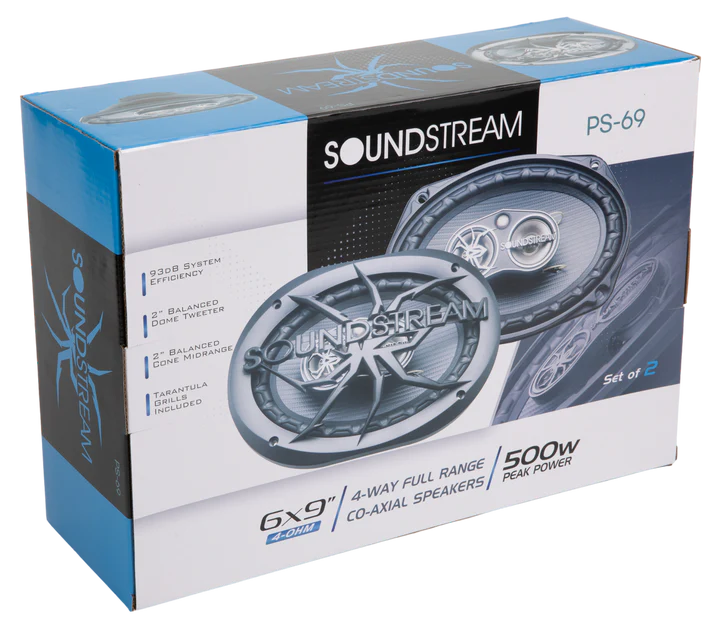 Soundstream PS-69 6x9" 4-Way Full Range Coaxial Speakers 500W (Pair)