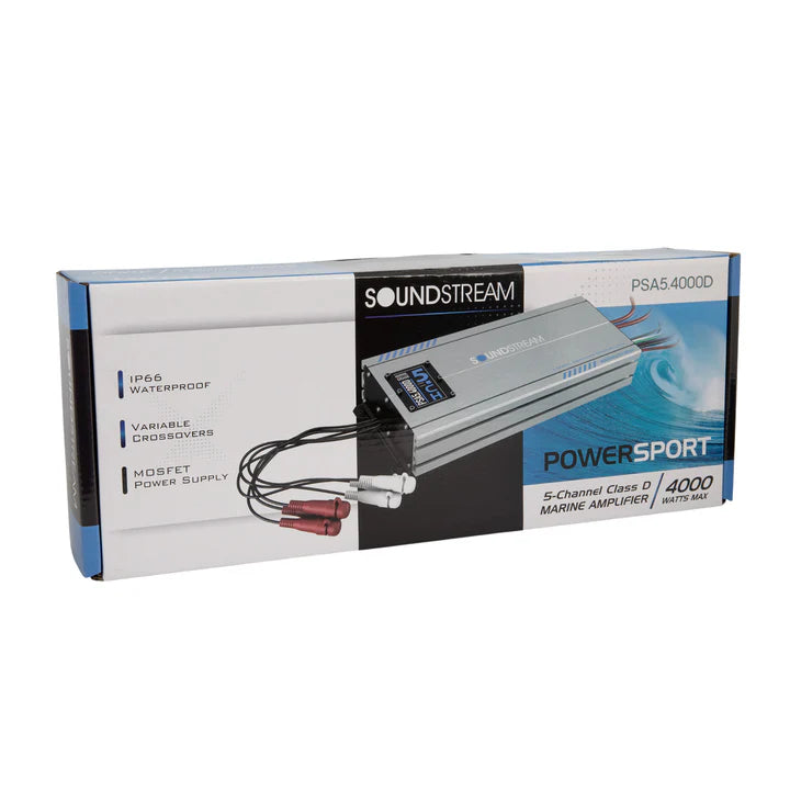 Soundstream PSA5.4000D IP66 Waterproof 5-Channel Powersport, Marine & Motorcycle Amplifier – 4,000W Max