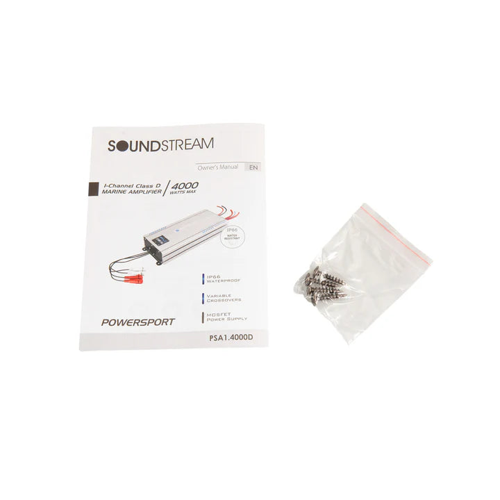 Soundstream PSA1.4000D IP66 Waterproof Monoblock Amplifier for Powersport, Marine & Motorcycle – 4,000W Max