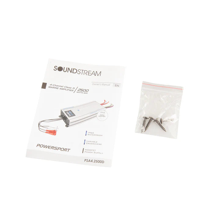 Soundstream PSA4.2500D IP66 Waterproof 4-Channel Powersport, Marine & Motorcycle Amplifier – 2,500W Max