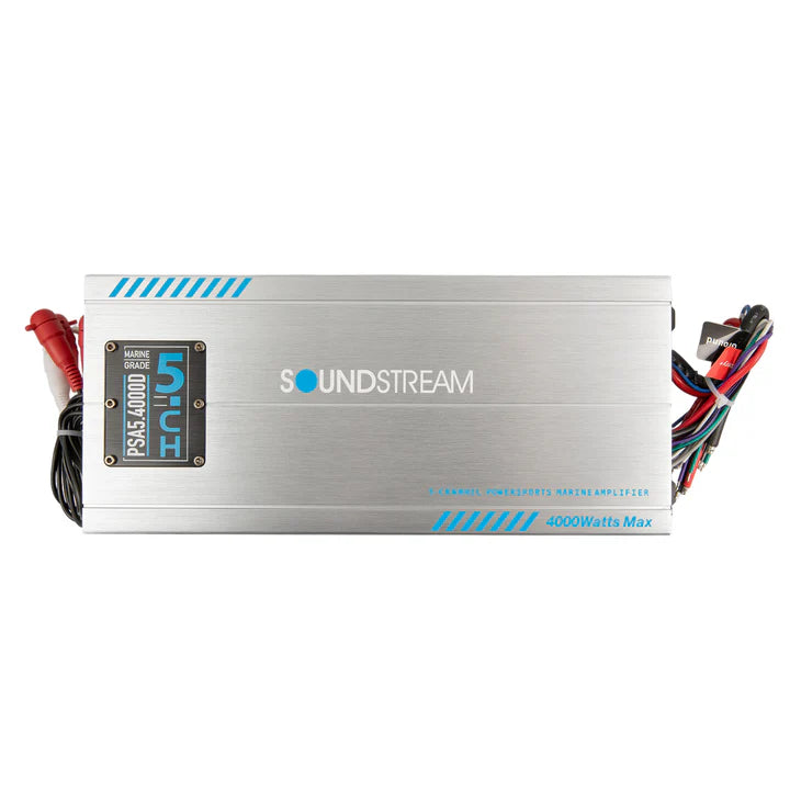 Soundstream PSA5.4000D IP66 Waterproof 5-Channel Powersport, Marine & Motorcycle Amplifier – 4,000W Max