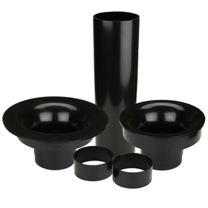 Install Bay PSP3 port tube kit parts including two bowls, a tube, and fittings in black.