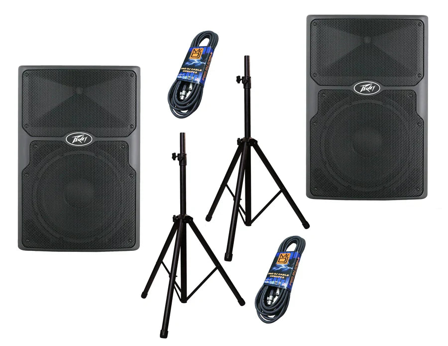 2 Peavey PVXp 10 10" Bluetooth Powered Loudspeaker + Speaker Stand+ XLR Cable