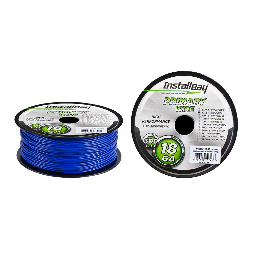 Install Bay PWBL18500 Primary Wire 18 Gauge All Copper Blue Coil - 500 ft