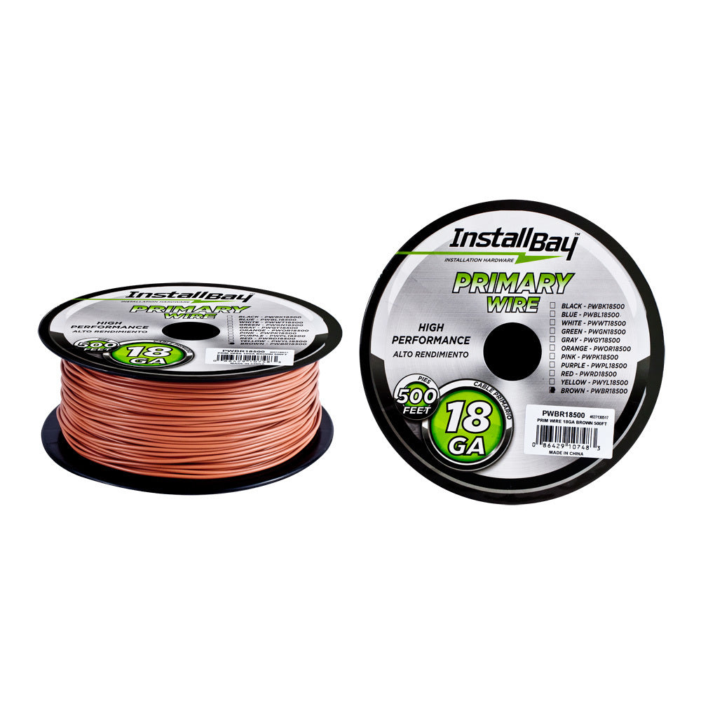 Install Bay PWBR18500 Primary Wire 18 Gauge All Copper Brown Coil - 500 ft