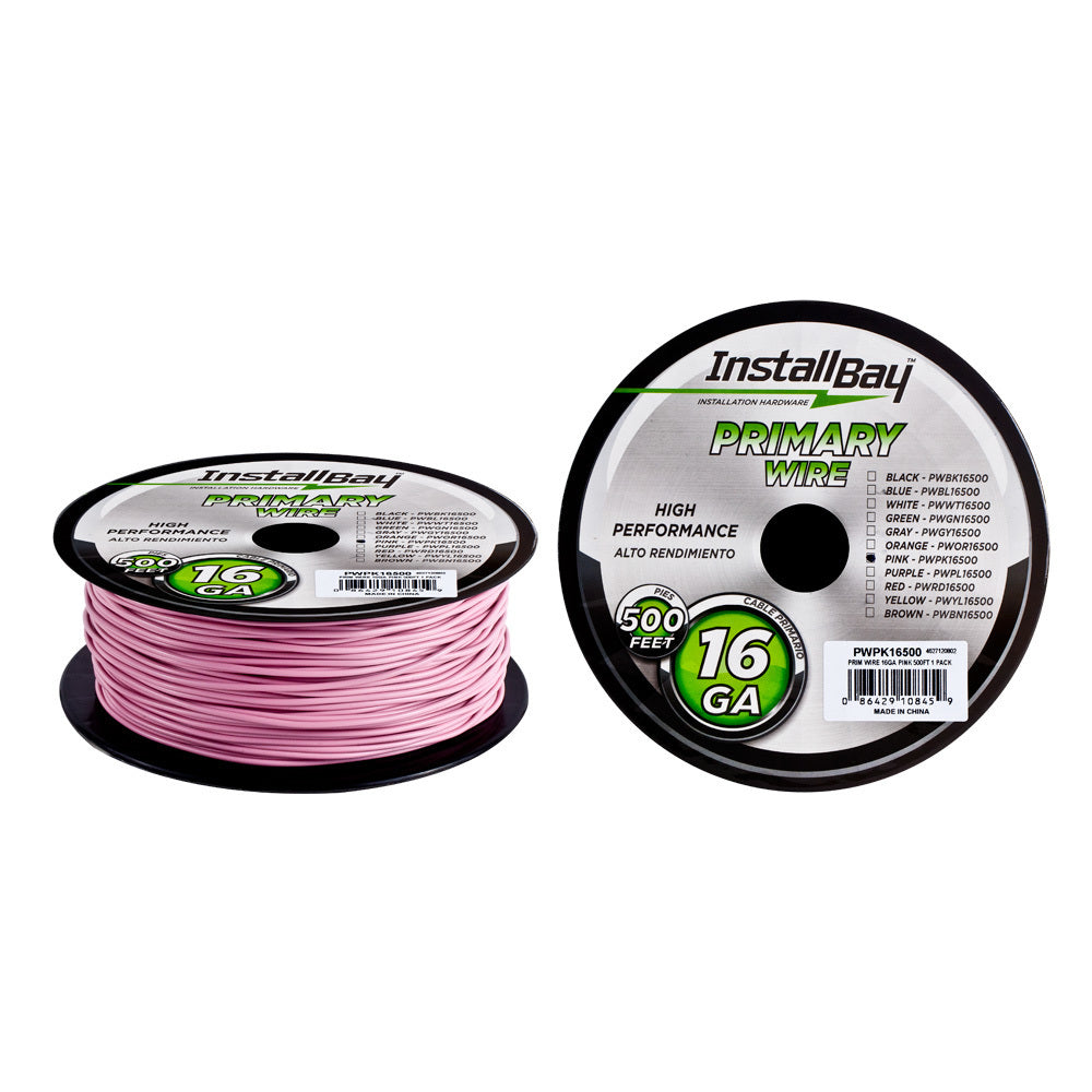 Install Bay PWPK18500 Primary Wire 18 Gauge All Copper Pink Coil - 500 ft