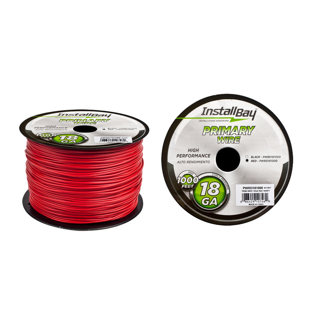 Install Bay PWRD181000 Primary Wire 18 Gauge All Copper Red Coil - 1000 ft
