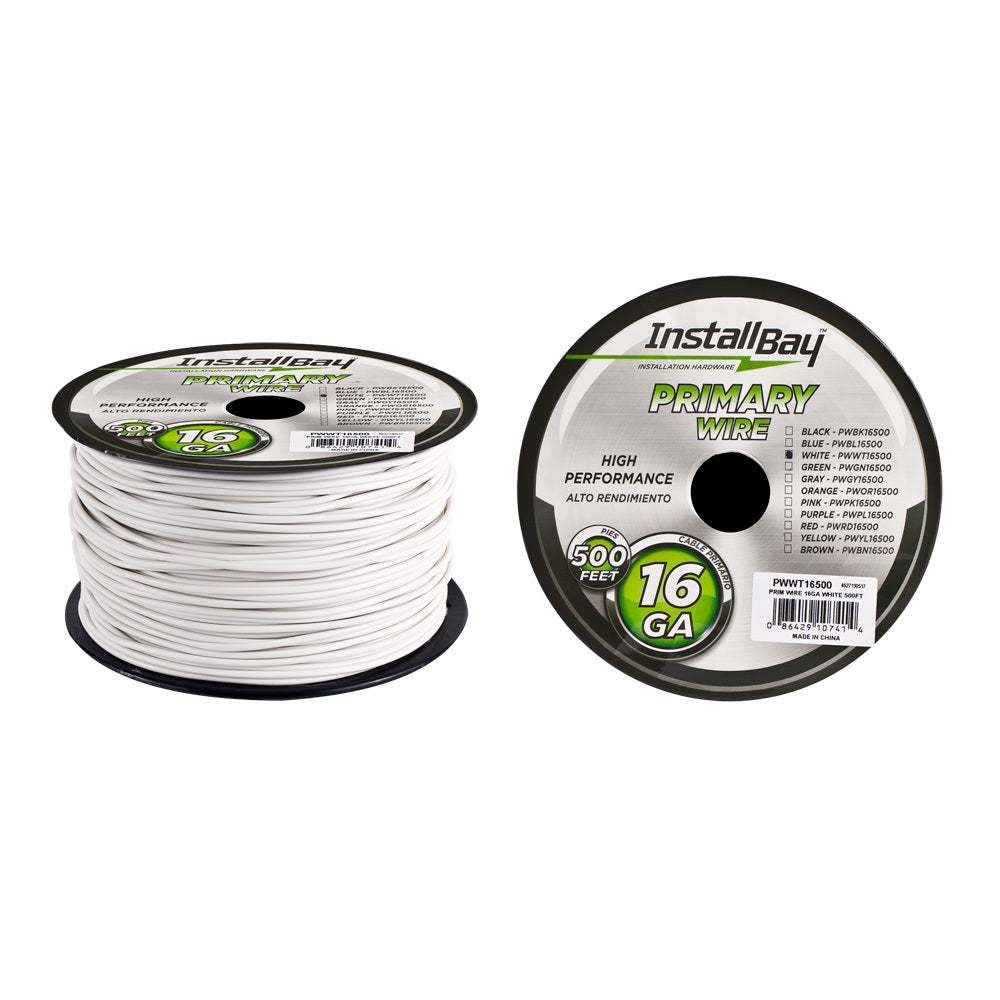 Install Bay PWWT16500 Primary Wire 16 Gauge All Copper White Coil - 500 ft