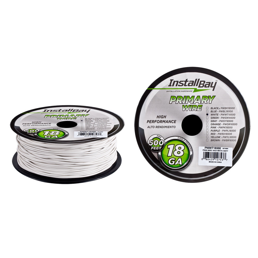 Install Bay PWWT18500 Primary Wire 18 Gauge All Copper White Coil - 500 ft