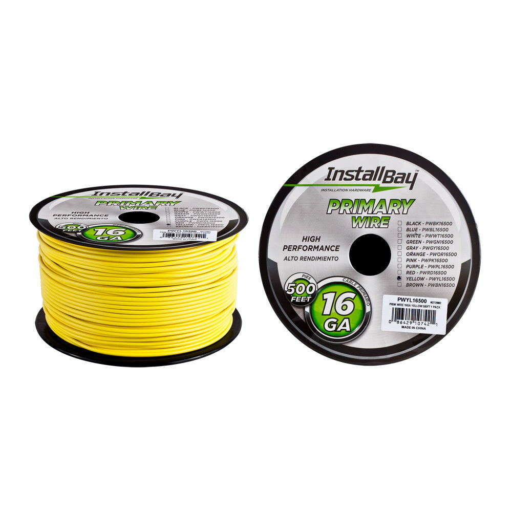 Install Bay PWYL16500 Primary Wire 16 Gauge All Copper Yellow Coil - 500 ft