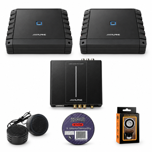 Alpine PXE-C60-60 Processor + S2-A36F 4-Ch Amp + S2-A60M Mono Amp + Accessory Bundle