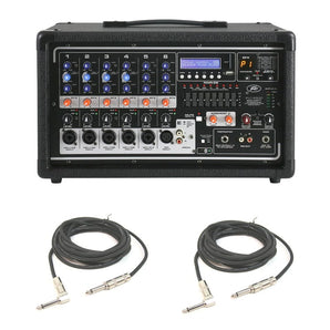 Peavey PVi 6500 6-channel 400W All in One Powered Mixer Amplifier with 2 1/4" Speaker Cables