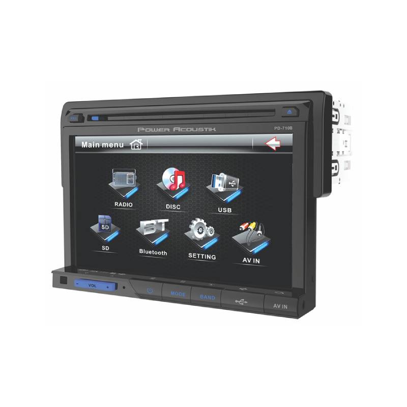 Power Acoustik PD-710B Single-DIN Multimedia Source with Detachable 7-Inch LCD Touchscreen
