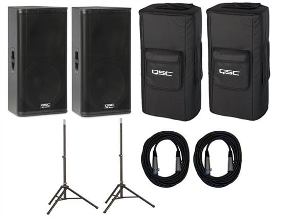 QSC KW152 1000 Watt 15" 2-Way Powered Loudspeaker Pair Package