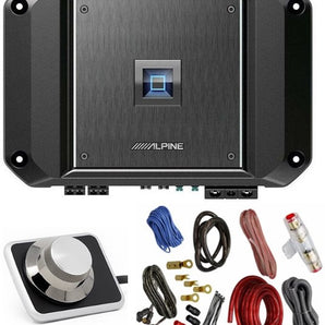 Alpine R2-A60F 4 Channel 600W Class D Amplifier RUX-H01 Bass Knob & KIT4 AMP Kit