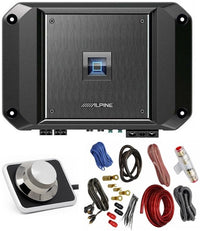 Thumbnail for Alpine R2-A60F 4 Channel 600 Watt Class D Car Audio Amplifier & RUX-H01 Remote Bass Knob & KIT4 Installation AMP Kit