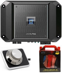 Thumbnail for Alpine R2-A60F 4 Channel 600 Watt Class D Car Audio Amplifier & RUX-H01 Remote Bass Knob & KIT8 Installation AMP Kit