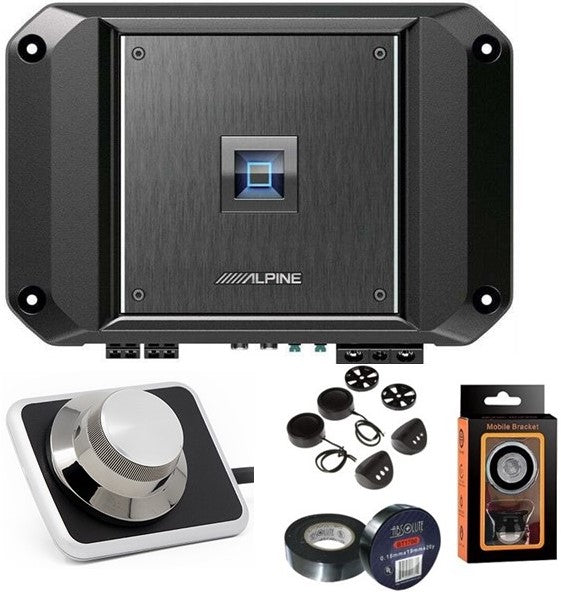 Alpine R2-A60F 4 Channel 600 Watt Class D Car Audio Amplifier & RUX-H01 Remote Bass Knob & PAK1 Bundle