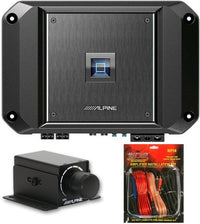 Thumbnail for Alpine R2-A60F 4 Channel 600 Watt Class D Car Audio Amplifier & RUX-KNOB.2 Remote Bass Knob & KIT10 Installation AMP Kit