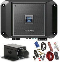 Thumbnail for Alpine R2-A60F 4 Channel 600 Watt Class D Car Audio Amplifier & RUX-KNOB.2 Remote Bass Knob & KIT4 Installation AMP Kit