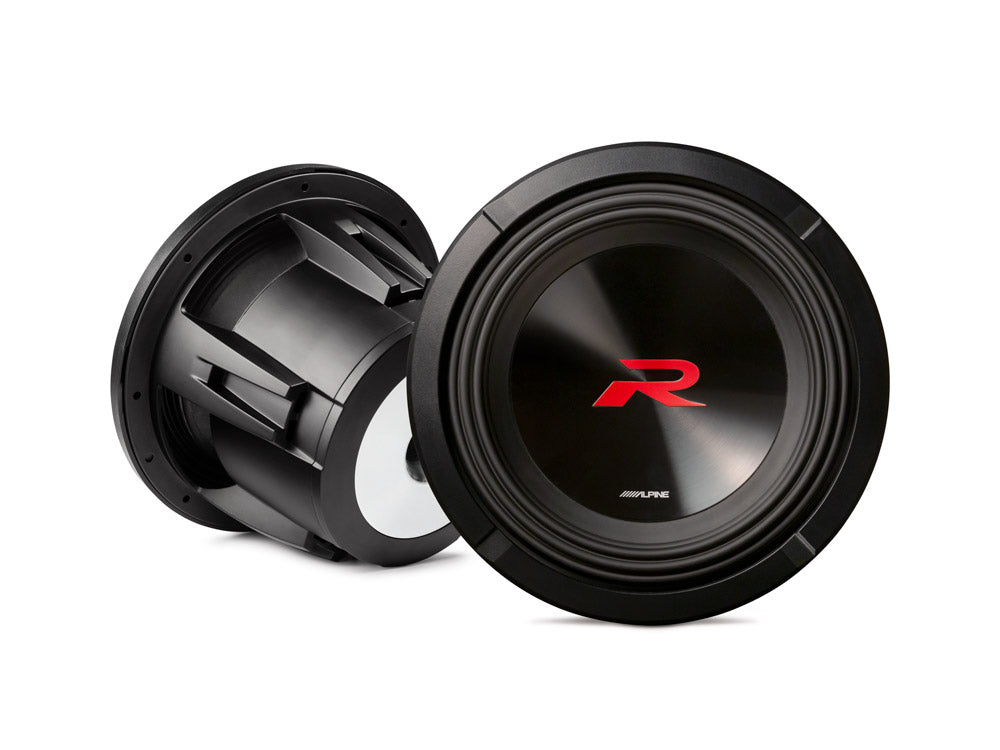 2 Alpine R2-W10D4 10" R-Series next generation 4 Ohm 2250 Max DVC Car Audio Subwoofer + KTE-10G.3 Grills