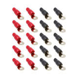 Raptor R414RT MID SERIES 4 AWG 1/4in Gold Ring Terminals in red and black colors arranged in a grid pattern.