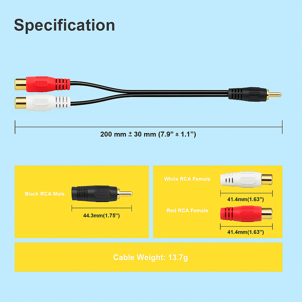 4 Absolute 2F1M RCA Interconnect Cable Wire Marine Car Amplifier Stereo Home Audio
