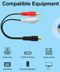 Thumbnail for 8 Absolute 1F2M RCA Interconnect Cable Wire Marine Car Amplifier Stereo Home Audio