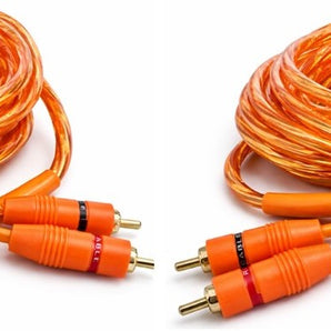 2 Absolute RCA12OR 12ft Orange RCA Cable 100% OFC Oxygen Copper 2-Ch Stereo Interconnect Twisted Pair Noise Reduction Gold-Plated Connectors HiFi Audio Cable for Car/Home Audio
