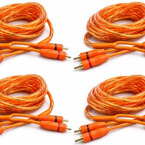 4 Absolute RCA3OR 3ft Orange RCA Cable 100% OFC Oxygen Copper 2-Ch Stereo Interconnect Twisted Pair Noise Reduction Gold-Plated Connectors HiFi Audio Cable for Car/Home Audio