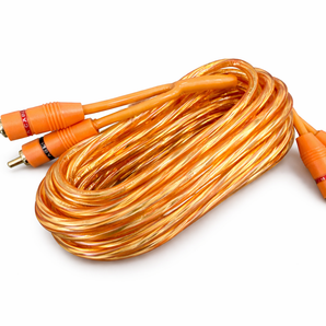 Absolute RCA17OR 17ft Orange RCA Cable 100% OFC Oxygen Copper 2-Ch Stereo Interconnect Twisted Pair Noise Reduction Gold-Plated Connectors HiFi Audio Cable for Car/Home Audio
