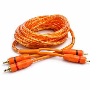 Absolute RCA20OR 20ft Orange RCA Cable 100% OFC Oxygen Copper 2-Ch Stereo Interconnect Twisted Pair Noise Reduction Gold-Plated Connectors HiFi Audio Cable for Car/Home Audio